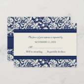 Creme and Blue Pattern UAWG Wedding Card RSVP Karte (Vorne/Hinten)