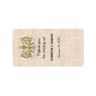 Creme and Gold Damask Wedellip Balm Label Adressaufkleber