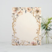 Creme and Gold Floral Celebration Briefbogen (Stehend Vorderseite)