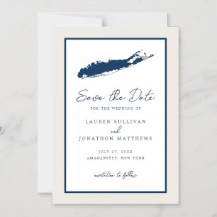 Creme and Navy Long Island NY Karte Save the Date