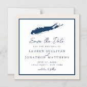 Creme and Navy Long Island NY Karte Save the Date  (Vorderseite)