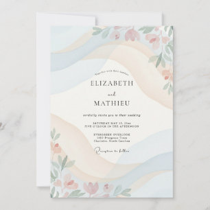 Creme-Apricot-Wildflower-Hochzeit Einladung