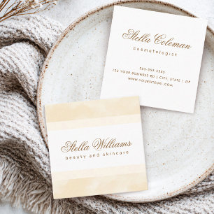 Creme Aquarell Trendy Wellness-Center Boutique Kal Quadratische Visitenkarte