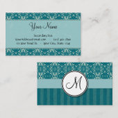 Creme auf aquamarinem Damast mit Streifen und Visitenkarte (Vorne/Hinten)