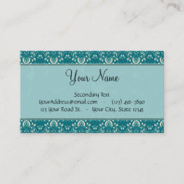 Creme auf aquamarinem Damast mit Streifen und Visitenkarte