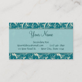 Creme auf aquamarinen Blumenbündeln u. Streifen Visitenkarte