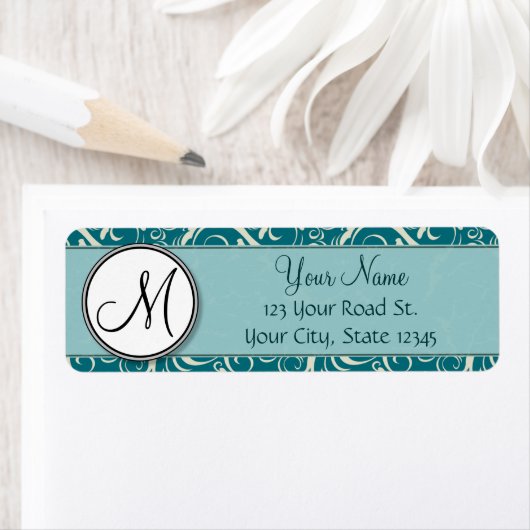 Creme auf Aquamarinen Blumenscheiben und Streifen (Insitu)