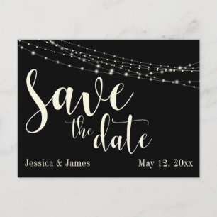 Creme auf Black 30 mit Lights Save the Date 2 Ankündigungspostkarte