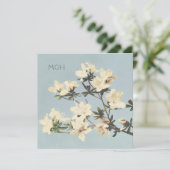 Creme Azalea Blume Monogramm Dankeskarte (Stehend Vorderseite)