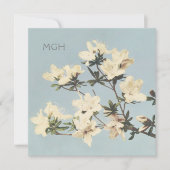 Creme Azalea Blume Monogramm Dankeskarte (Vorderseite)