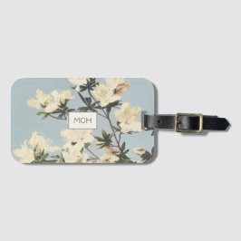 Creme Azalea Blume Monogramm Gepäckanhänger