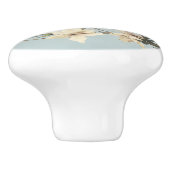 Creme Azalea Blume Monogramm Keramikknauf (Seitenansicht)