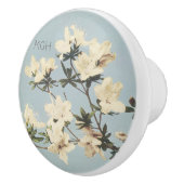 Creme Azalea Blume Monogramm Keramikknauf (Rechts)
