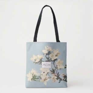 Creme Azalea Blume Monogramm Tasche