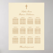 Creme Beige 12 Taufen Seating Chart Poster (Vorne)