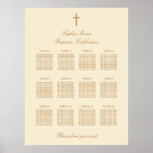 Creme Beige 12 Taufen Seating Chart Poster