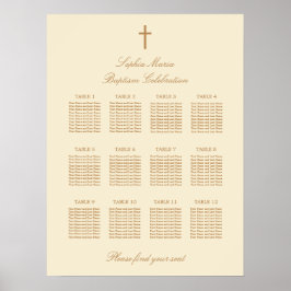Creme Beige 12 Taufen Seating Chart Poster