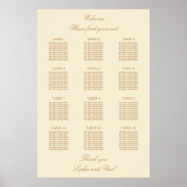 Creme Beige 12 Tischdecken Hochzeitskarte Poster