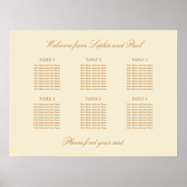 Creme Beige 6 Tisch Hochzeitskarte Poster