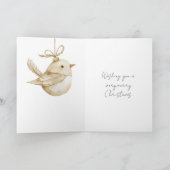 Creme Beige Bird Weihnachten Karte (Innenseite)