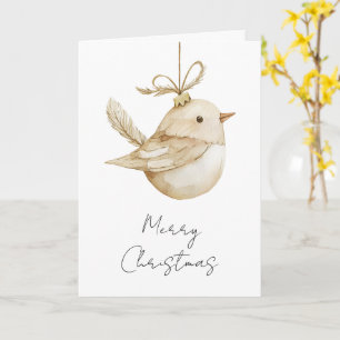 Creme Beige Bird Weihnachten Karte