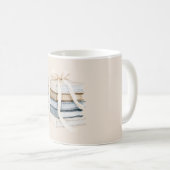 Creme Beige Blau Bücher Schleife Band Kaffeetasse (VorderseiteRechts)