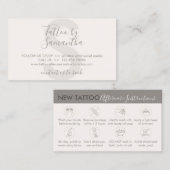 Creme Beige Body Art Aftercare Instructions Tattoo Visitenkarte (Vorne/Hinten)