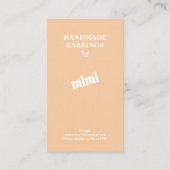 Creme Beige Earring Display Business Card Visitenkarte (Rückseite)