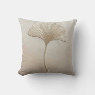 Creme-Beige Ginkgo-Biloba-Blatt Minimalistisch Mod Kissen