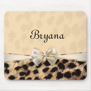Creme beige Leopard Cheetah Druck Schleife Mauspad
