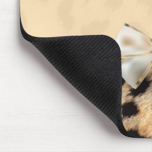 Creme Beige Leopard Cheetah Print Bow Maus Pad Mousepad (Ecke)
