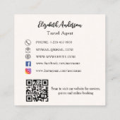 Creme-beige-Logo QR-Code für soziale Medien Quadratische Visitenkarte (Rückseite)
