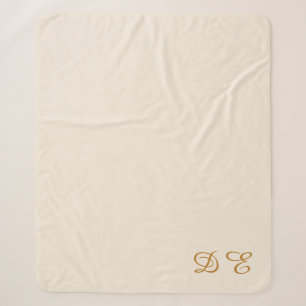 Creme-beige minimalistisch monogrammiert sherpadecke