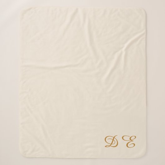 Creme-beige minimalistisch monogrammiert sherpadecke (Vorderseite)