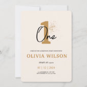 Creme Beige Minimalistische Ästhetik Erster Geburt Einladung (Vorderseite)