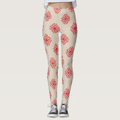 Creme Beige Red Snowflake Weihnachts-Leggings Leggings (Vorderseite)