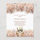 Creme-beige Rose Bubbly Bridal Dusche Einladung (Vorderseite)
