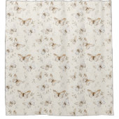 Creme Beige Sand Schmetterlinge Duschvorhang (Vorderseite)