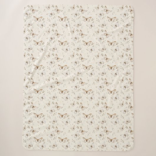 Creme Beige Sand Schmetterlinge Sherpadecke (Vorderseite)