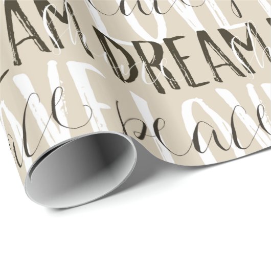 Creme Beige Schwarz-weiße Liebe Dream Peace Shine Geschenkpapier (Rolleneckpunkt)
