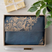 Creme Beige Spitze auf wirbelblauem Hintergrund Seidenpapier (Geschenk)