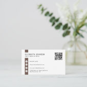 Creme Beige und Brown Minimalistischer QR-Code Visitenkarte (Stehend Vorderseite)