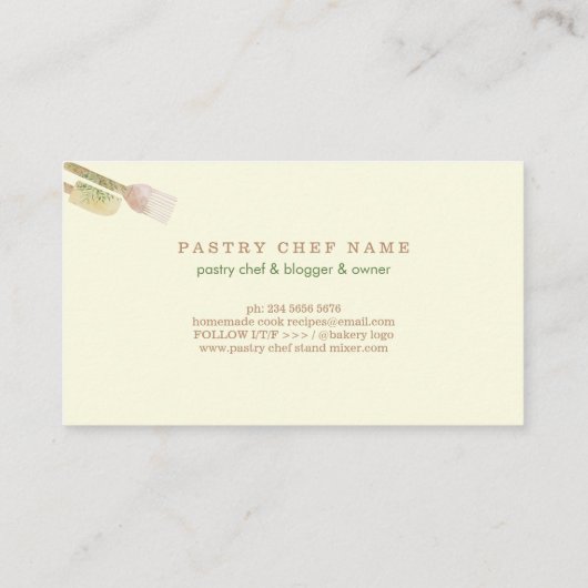 Creme Beige Vanilla Konditorei Florenz Rustikale W Visitenkarte (Rückseite)