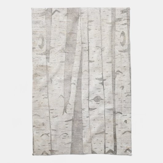 Creme Beige weiße Birkenbäume Geschirrtuch (Vertikal)