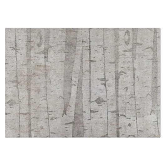 Creme Beige weiße Birkenbäume Schneidebrett (Vorderseite)