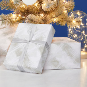 Creme Beige Weiße Karierte Streifen Weihnachten   Geschenkpapier