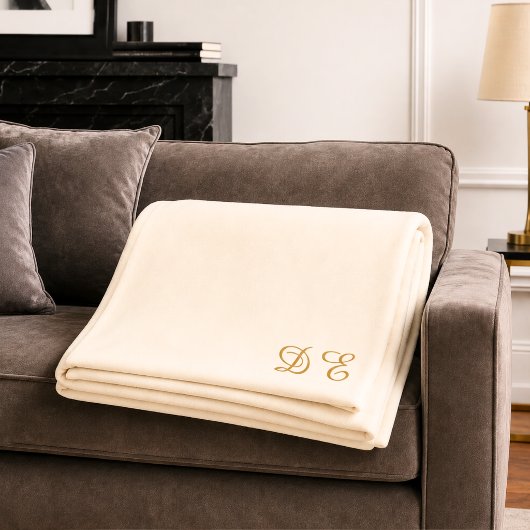 Creme-beiger Minimalist monogrammiert Fleecedecke