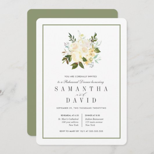 Creme + Beutel | Bio Hochzeit Probe Dinner Einladung (Vorne/Hinten)