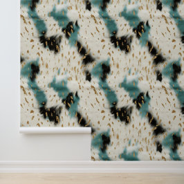 Creme Black Aquamarin Südwest Cowhide Tapete