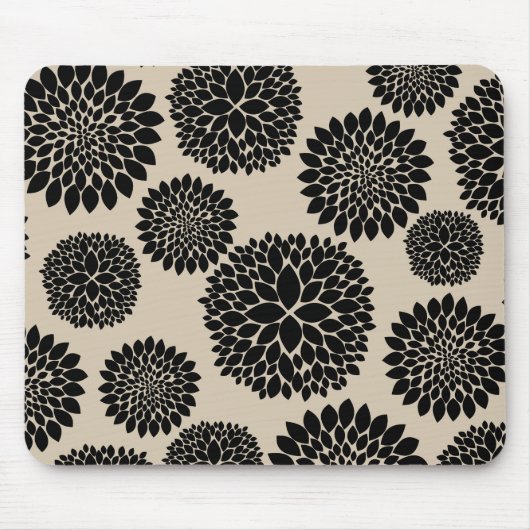 Creme Black Blume Mousepad (Vorne)